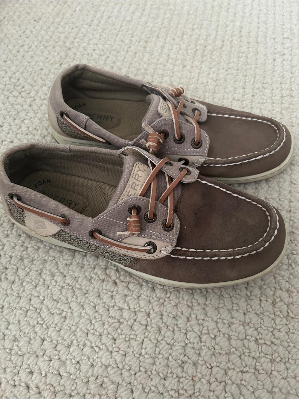 Sperry Two-Tone Brown and Tan Leather Boat Shoes